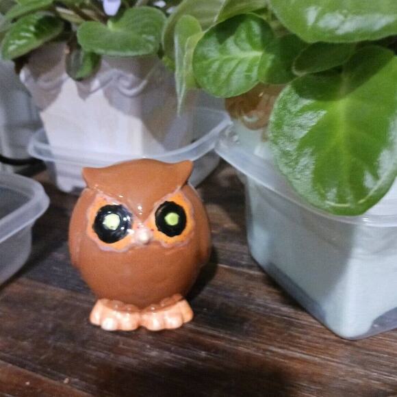 70s Owl 4" Figurine Ceramic Hand Painted Cottagecore Grannycore Hippie Retro - Picture 4 of 11